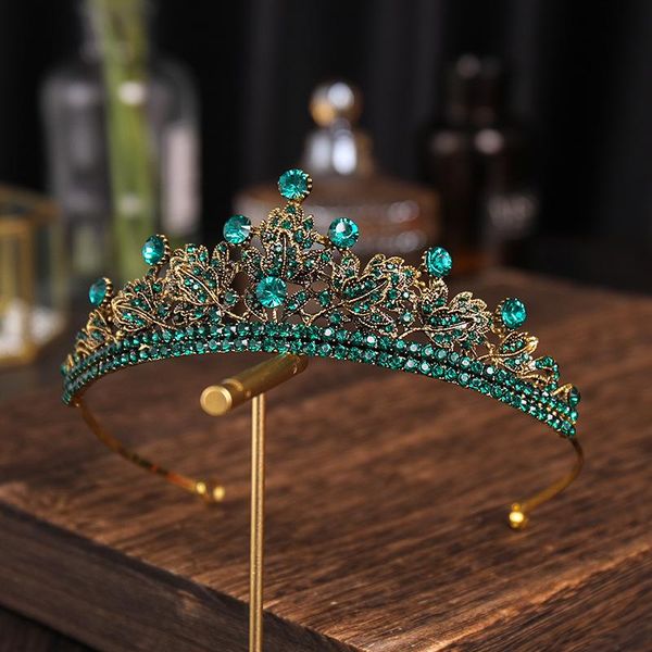 

hair clips & barrettes jewelry bridal semicircle headwear rhinestones inlaid retro headdress luxury alloy crown for wedding birthday accesso, Golden;silver