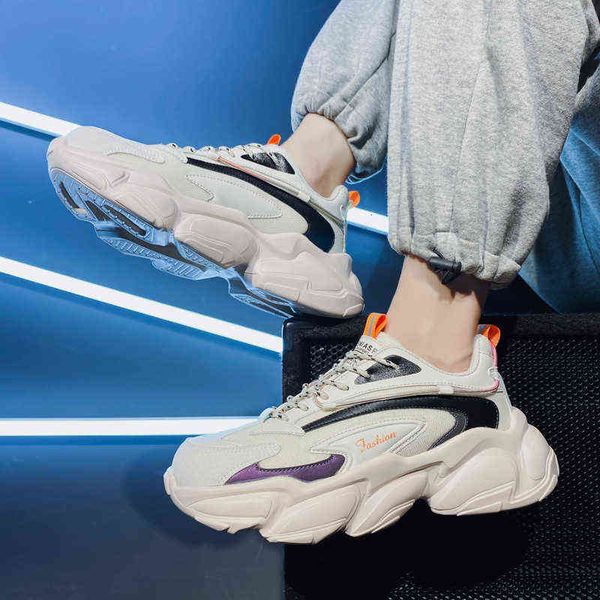 

dress shoes sports shoes 2022 autumn fashion trend sports outdoor simple and lightweight casual round head lace up dad, Black