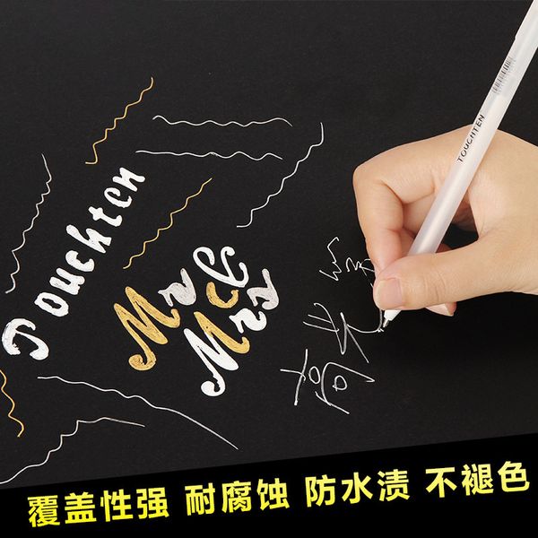 

black touch card hand drawn highlighter white marker