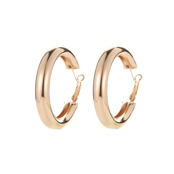 

hoop & huggie otoky earrings punk rock minimalist thick tube big gold alloy round circle for women unusual luxury, Golden;silver