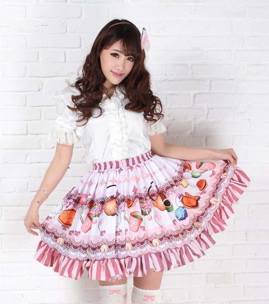 

skirts princess sweet lolita originally skirt japanese style and fruit pleated half-length gzwy156, Black