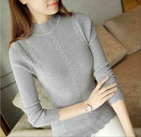 

on spring autumn women ladies sweater turtleneck slim fitting knitted pull femme korean warm pullovers clothes, White;black