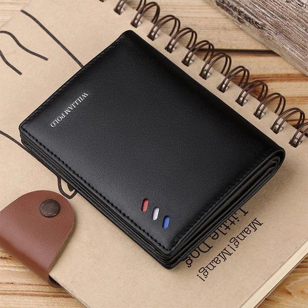 

genuine leather men wallets wallet male purse short money clip purses, Red;black