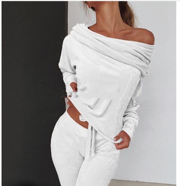 

women's tracksuits fashion casual two piece outfits set for women solid color long sleeve sweater+temperament trousers, Gray