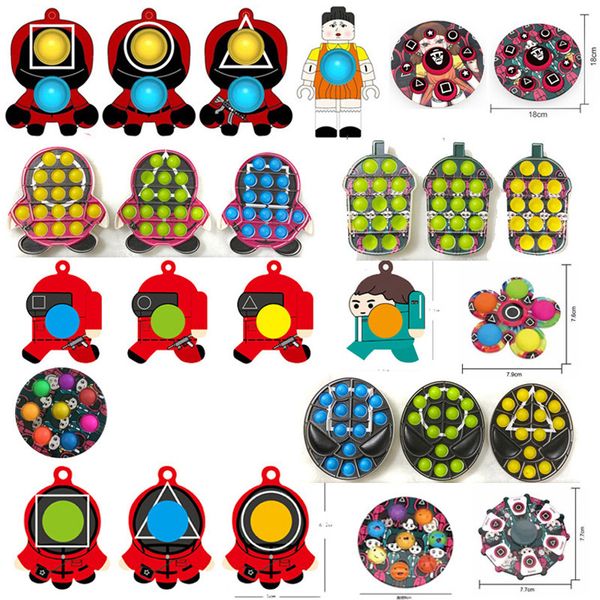 

fidget toys straps squid game simple dimple keychain mask squeeze push bubble sensory stress relieve for children autism spinner christmas g