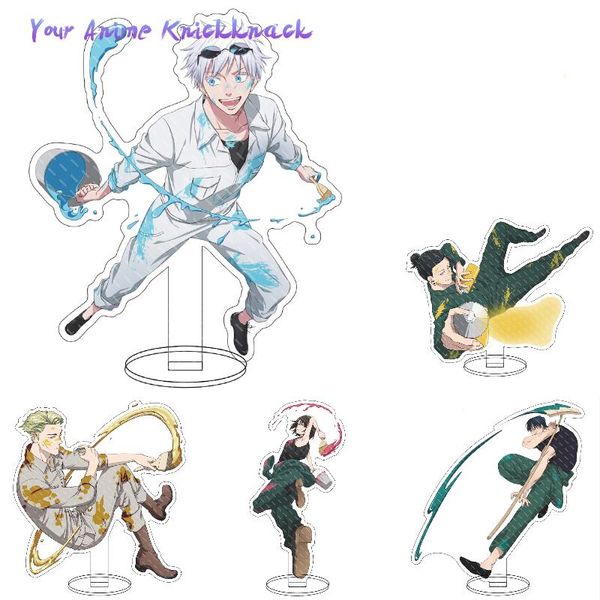 

keychains anime jujutsu kaisen figure acrylic yuji itadori fushiguroi kugisaki gojo satoru stand model plate desk decor standing sign gift, Silver