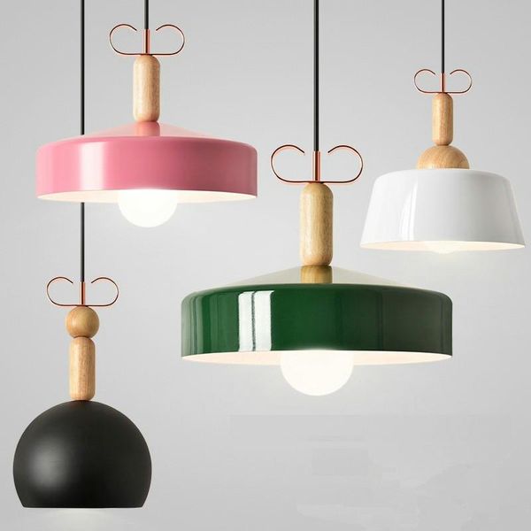 

pendant lamps single head nordic restaurant solid wood chandelier creative bar lamp personality coffee shop living room led bulbs ac