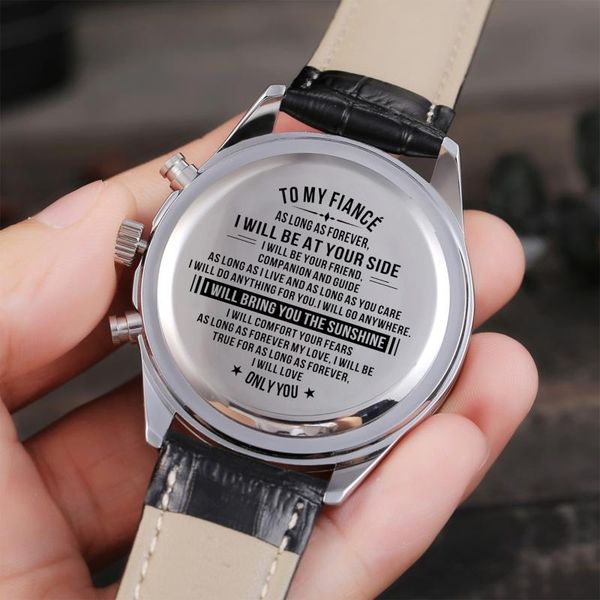 

wristwatches "luxury fashion leisure 30m waterproof engraved watches carving meaningful content for boyfriend fiance ", Slivery;brown