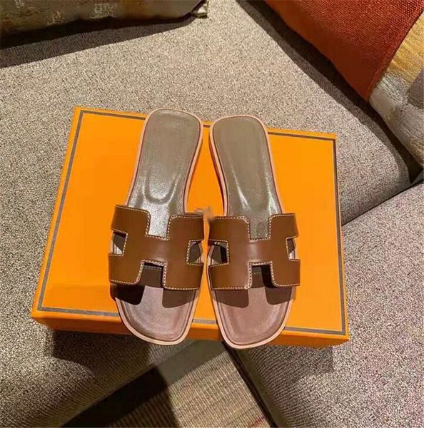 

classic women's casual sandals leather beach slippers ladies designer shoes female flip flops sandal brand slipper h90893, Black