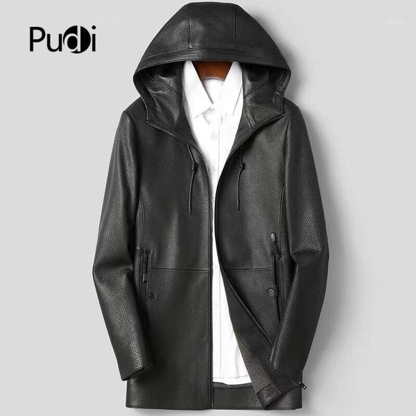

men's jackets pudi mt931 fashion mens and coats short hooded genuine goat sheepskin leather real outwear, Black;brown