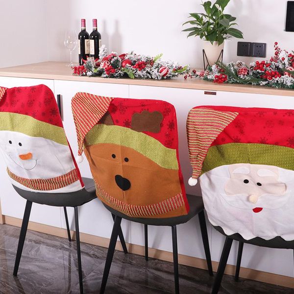 

chair covers christmas cover dinner table santa elk deer pattern back decoration home party diy decor supplies