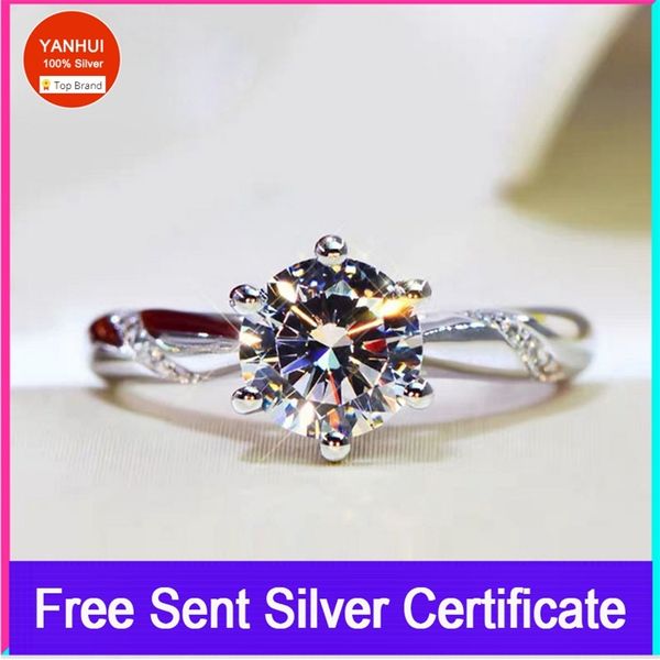 

big 98% off 100% 925 sterling silver 6mm 1.0ct zirconia diamond ring wedding fine jewelry design yanhui(363) 211217, Slivery;golden