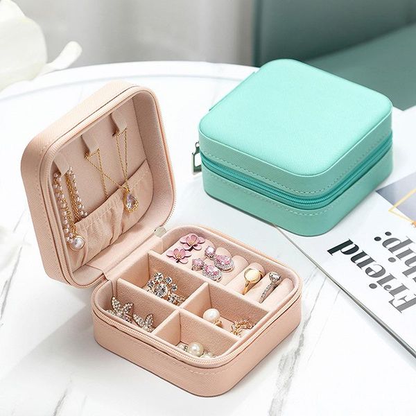 

storage bags 2021 earring jewelry box organizer diy portable case travel leather display make up gift bag