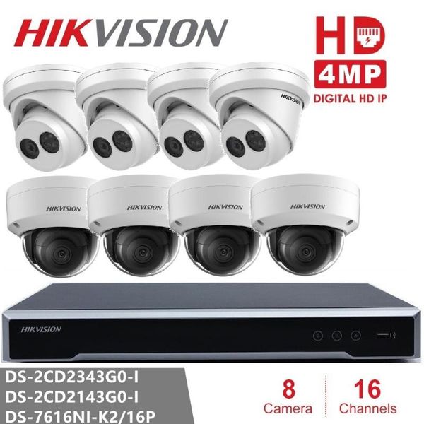 

cameras hikvision security camera kits nvr ds-7616ni-k2/16p & ds-2cd2343g0-i ds-2cd2143g0-i 4mp ip dome surveillance cam