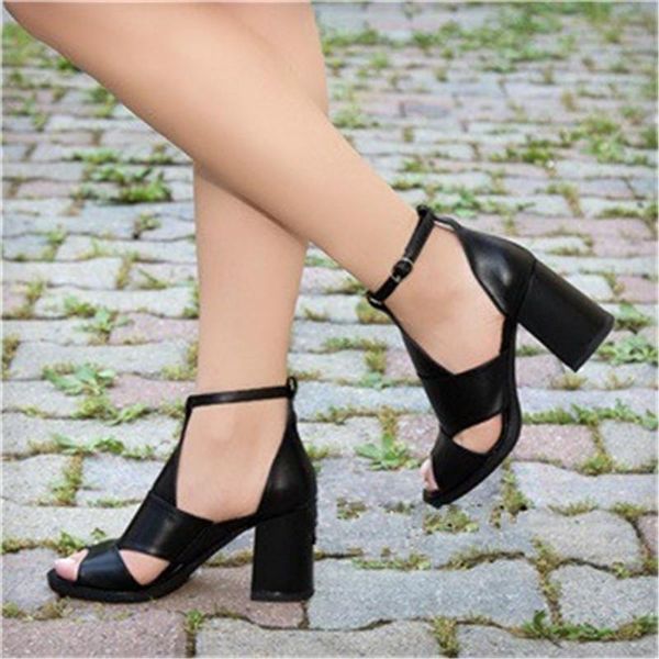 

high heels women sandals summer mix color open toe ladies shoes block heel gladiator black big size sandalias mujer