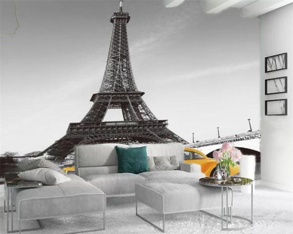 

wallpapers custom po 3d wallpaper yellow car and majestic tower decoration mural