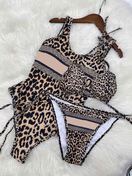 

leopard designer bikinis luxury brand triangle bikini set push up swimsuit women's swimwear summer beach bathing suits monikini
