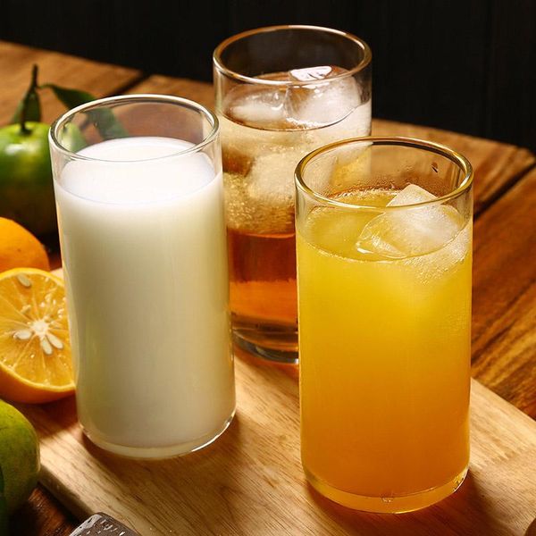 

glass cup nordic style breakfast milk juice heat resistant transparent borosilicate water straw for home office wine glasses