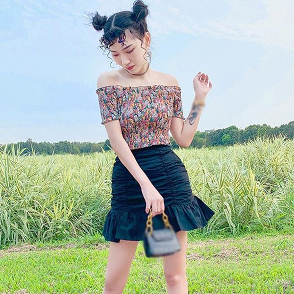 

women short sleeve floral blouses off shoulder print shirts ruched women's &, White