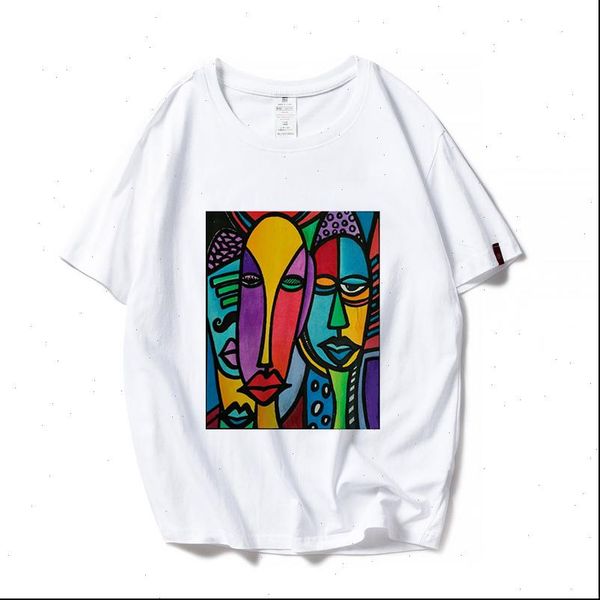

plus size t shirts women shirt colorful print white tees o neck short sleeve