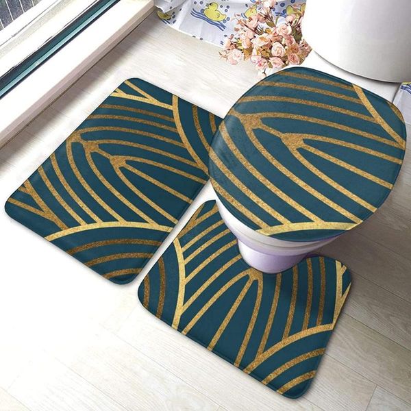 

bath mats art deco arches teal (la bathroom mat sets 3 piece set rugs memory foam toilet seat cover lid