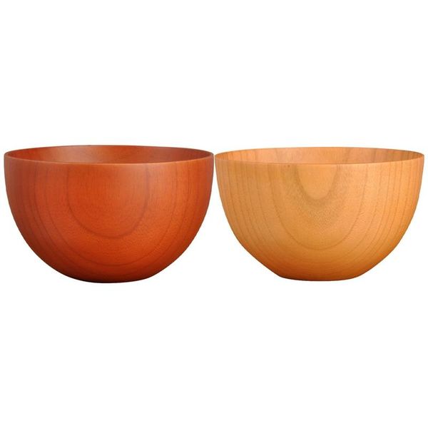 

bowls 2x japanese style wooden bowls, salad, noodle, fruits and cereal bowl tableware, orange & wood color