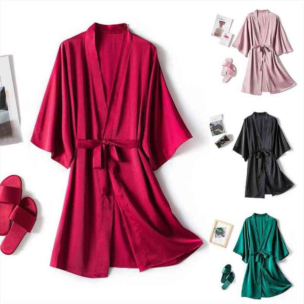 

silk nightgown pink stripe women sleepwear comfortable bathrobe robe nightdress with belt soft, Black;red