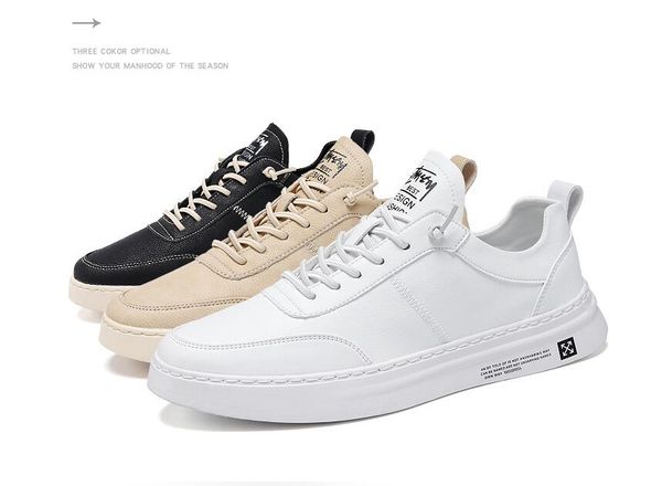 

couple casual shoes, leather stitching, black, khaki white, light and soft, suitable for entertaining parties