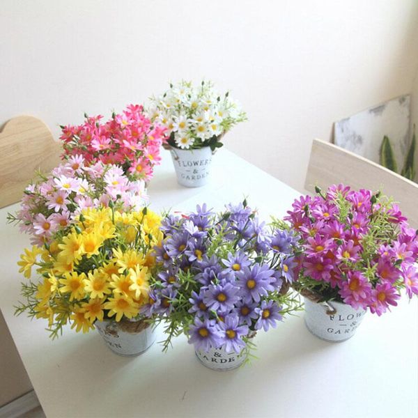 

decorative flowers & wreaths simulation daisy flower fake small bonsai grass artificial potted for rustic wedding party garden farmhouse dec
