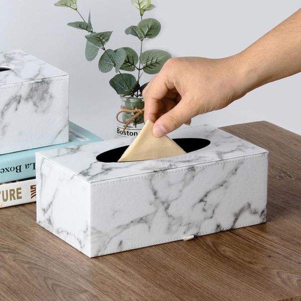 

tissue boxes & napkins pu leather case box container marble pattern home car towel napkin papers dispenser holder table decoration