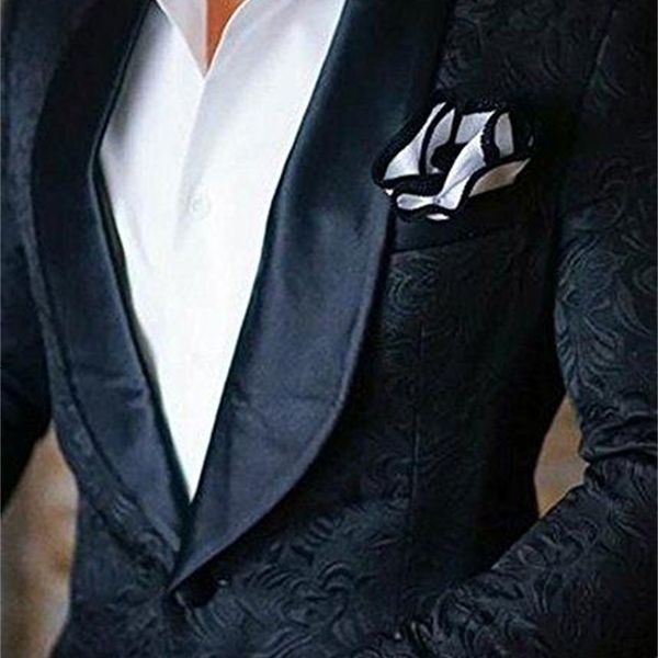 

men's suits & blazers custom made black pattern men for wedding prom party shawl lapel groom tuxedo 2piece slim fit man blaze, White;black