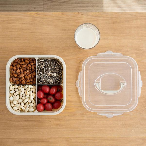

storage bottles & jars hand-held multi-functional pp plastic tray candy box simple sealed with lid compartment
