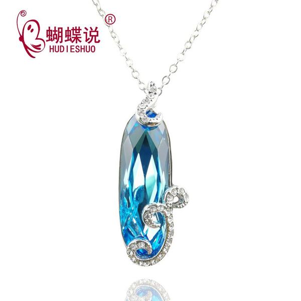 

pendant necklaces luxury crystal jewelry water drop party wedding necklace for women 45cm, Silver