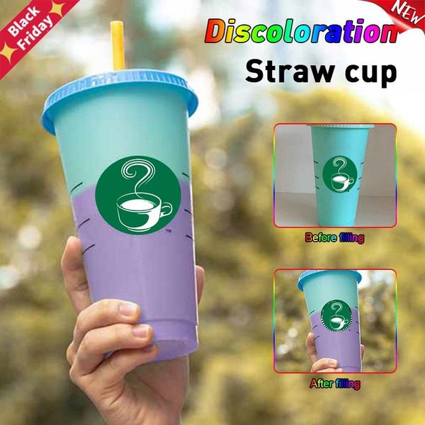 

710ml 24oz flash powder shiny reusable plastic tumbler with lid high-capacity straw cup coffee fashion creative gift mugs