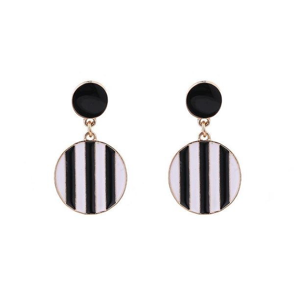 

dangle & chandelier fashion classic black white stripes earring simple round statement drop earrings for women ear jewelry wholesale gift 20, Silver