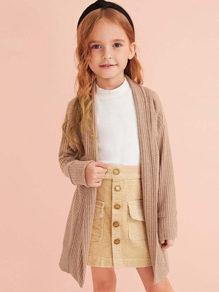 

pullover 2-7y toddler girls sweater cardigan solid color long sleeve coat knitwear spring autumn open front knit, Blue