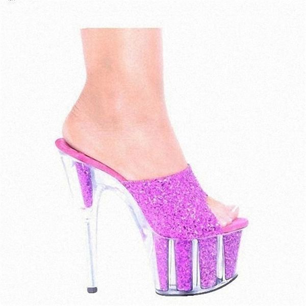 

slippers 15cm high heel waterproof taiwan fashion runway model cool flash powder crystal, Black