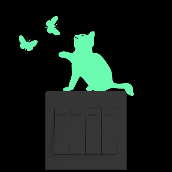 

wall stickers luminous sticker on white background cat star fairy carving switch decoration wallpaper paste