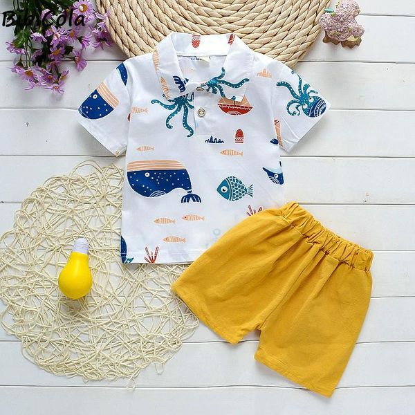 

clothing sets summer boy clothes set gentleman design cute shirt + solid color shorts wear fashion short sleeve 2pcs, White