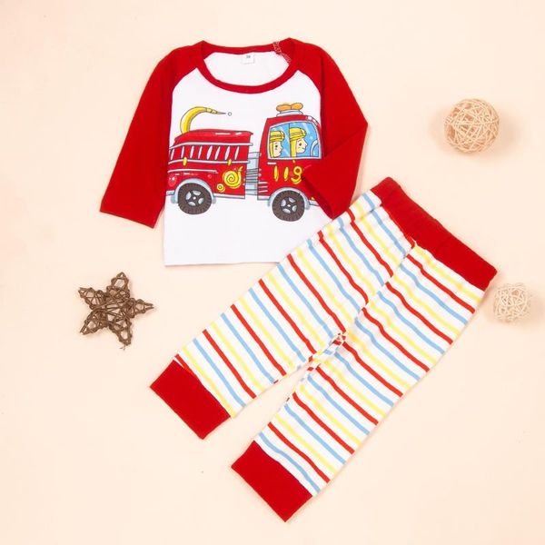 

clothing sets baby boy outfit 2 pcs set cotton cartoon car patchwork long sleeve t-shirt +print trousers home girl pajamas 0-18m, White