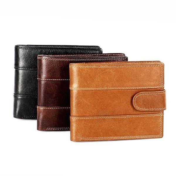 

genuine leather wallets men short wallet business holder coin purses vintage travel, Red;black