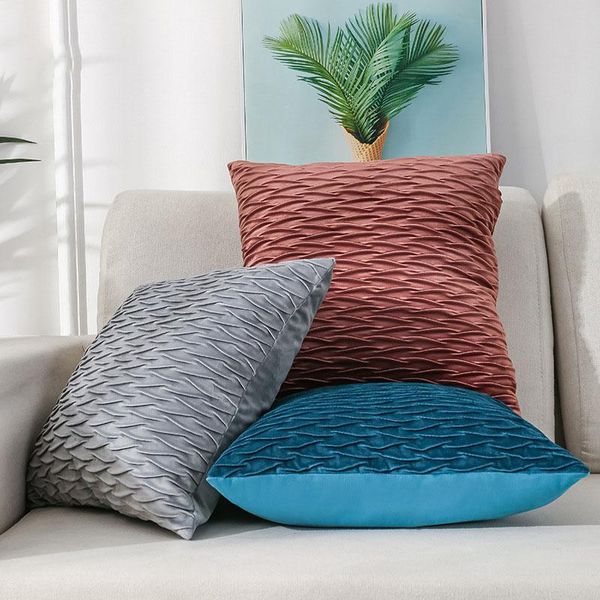 

cushion/decorative pillow nordic polyester pillowcase decoration modern cushion cover sofa solid color pleated light luxury without core