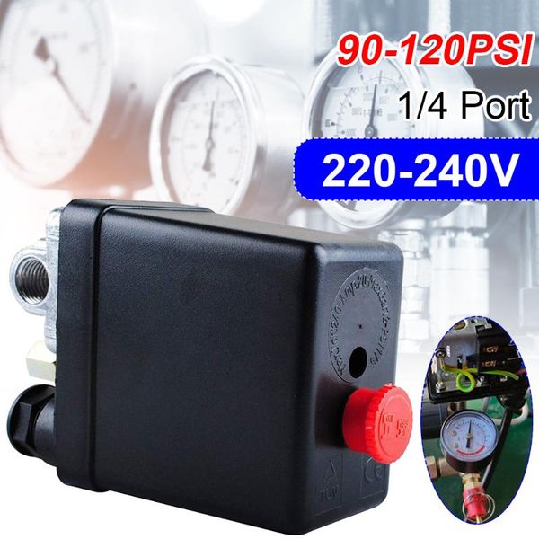 

smart home control 220-240v heavy duty air compressor pressure switch valve 90-120psi 1/4 port 1 phase durable with gauge tools accessories