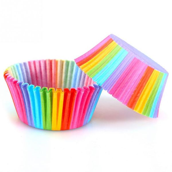 

cake tools 100 pcs rainbow color cupcake liner paper baking cup muffin cases mold