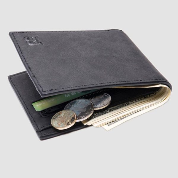 

leather wallets bifold purse vintage crazy horse clutch men retro coin pocket, Red;black