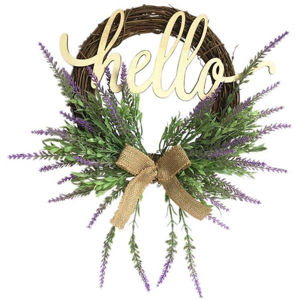 

decorative flowers & wreaths hello welcome lavender wreath porch decor wall hanging art decoration front door christmas party wedding