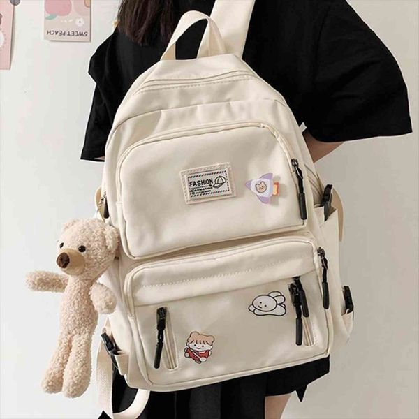 

fashion backpack waterproof nylon for women lapladies cute female rucksack kawaii student men black bookbag mochila