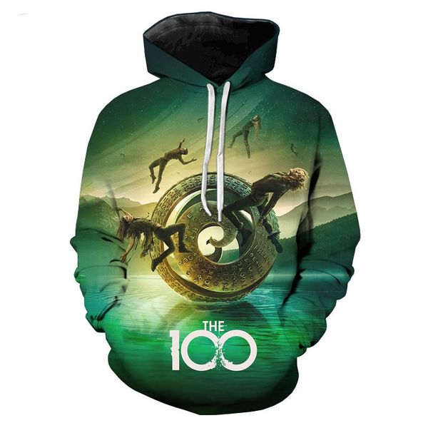

men's hoodies & sweatshirts 2021 tv show the 100 season 7 hooded and women's casual oversized hoodie movies long-sleeved pullover, Black