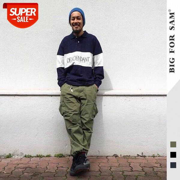 

retro strappy trousers men's casual pants loose overalls multi-pocket clothing #df4f, Black