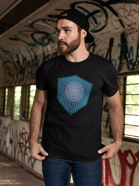 

neon mesh cube tee men's -image by shutterstock, White;black